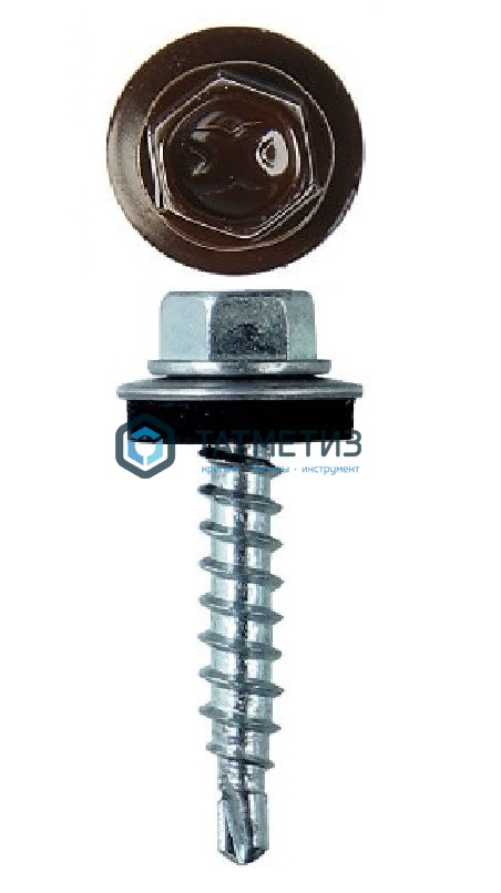 Саморез окраш.кров. 5,5х25 /8017/  (250 шт/уп)  КК -  магазин «ТАТМЕТИЗ»