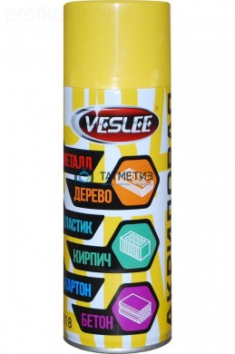 Краска аэроз. VESLEE  ЖЕЛТАЯ  520 мл. RAL 1018 -  магазин крепежа «ТАТМЕТИЗ»