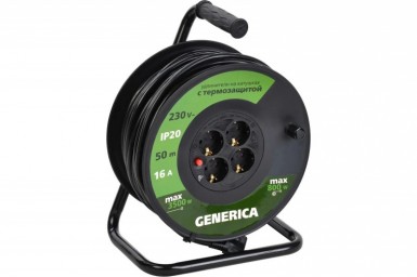 Удлинитель на кат. 4х50м с/з, 16А IP20 УК50 2P+PE 3х1.5 термозащита GENERICA IEK -  магазин крепежа «ТАТМЕТИЗ»
