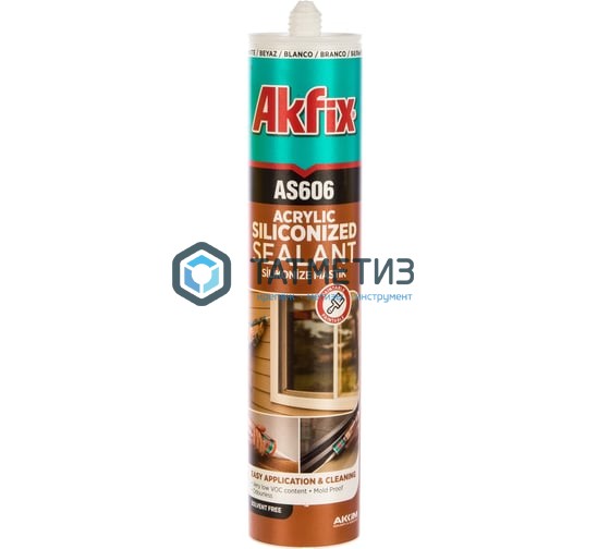 Герметик силиконакриловый 310 мл БЕЛЫЙ (12) Akfix AS606 | «ТАТМЕТИЗ» Герметик силиконакриловый 310 мл БЕЛЫЙ (12) Akfix AS606 - магазин крепежа «ТАТМЕТИЗ»